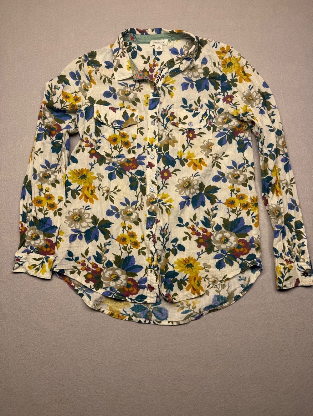 Sundance Floral Button-Up Shirt Women XS Multi